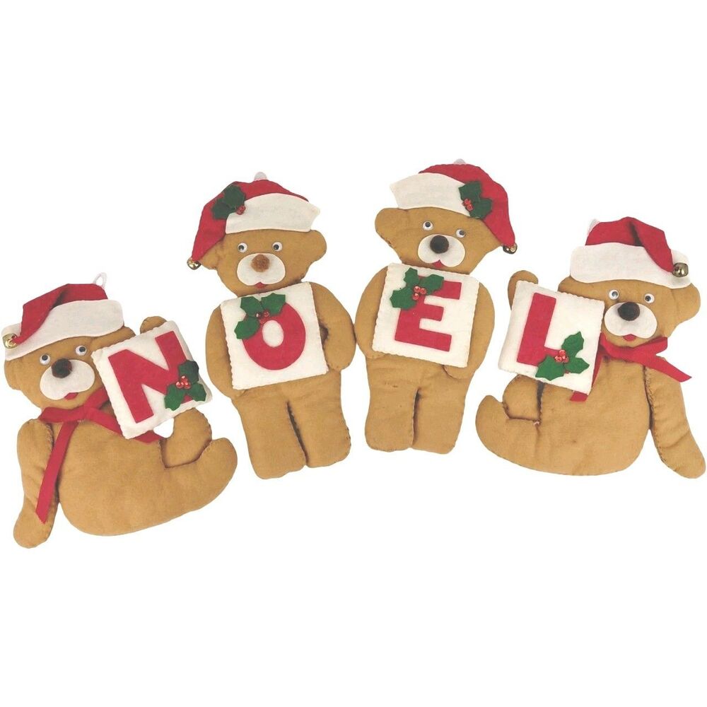 Tital Kit Teddy Bear 3D Noel Christmas Wall Decoration Vtg Handmade Grannycore